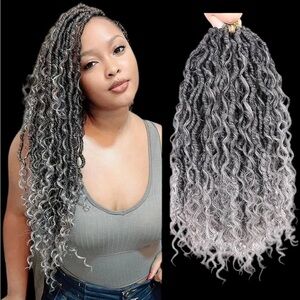 Elegant Black and Gray Braided Hair Extensions